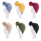 New Elegant Retro Turban for Ladies Cotton Headband Women Muslim Headscarf Beanie Cap Hair Cover Cap African Head Wraps Bonnet