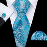 Cravate fantaisie en soie bleu sarcelle pour homme, marque de luxe solide, pochette, boutons de manchette, ensemble de cravates de haute qualité pour fête de mariage Barry.Wang