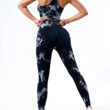 Tie-dye yoga clothing set, sports bra, intimates, yoga pants, non-falling sports tights, peach butt lifting line