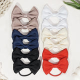 12Pcs Hair Bow Bobbles for Girls Hair Ties Pontial Bows Hair Bands with Cotton Blend Bows 3.5Inches, Hair Elastics for Girls
