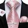 Ensemble cravate homme en soie à rayures roses, motif floral, motif cachemire uni, 8 cm, mouchoir, boutons de manchette, accessoires de mariage, de bal, cravate