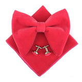 Big Bow Tie Set Velvet Bowknot For Men Pocket Square Cufflinks Set With Big Bowties Men Women Party Wedding Accessories Cravatas