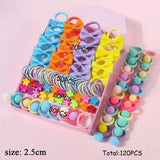 Ensemble de 120 accessoires pour cheveux pour filles, élastiques à cheveux colorés avec nœud papillon, pour queue de cheval