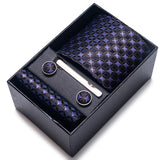 Cravate pour homme, tout nouveau style, cadeau de mariage, ensemble de pochettes, boîte à cravates, accessoires de costume noirs pour hommes