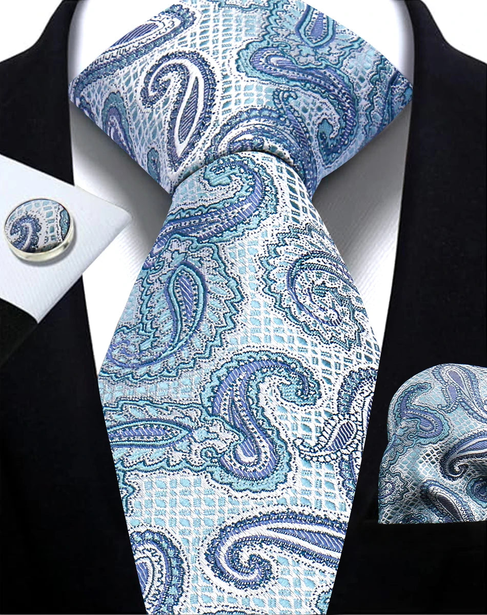 Cravate homme Paisley Jacquard tissé 8 cm formelle affaires mariage cravate poche carré ensemble costume cravate haute qualité fait main Gravata