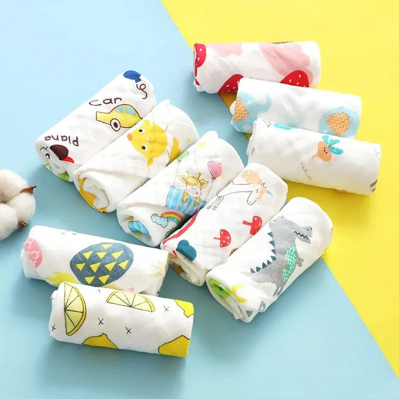 Lot de 5 serviettes de toilette en mousseline de coton doux à 6 couches pour bébé, mouchoir pour le bain, l'alimentation, le visage, le rot