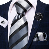 Cravate rose cachemire avec broche en soie, élégante cravate de mariage pour homme, bouton de manchette pratique, mode affaires fête, créateur de cravate haute