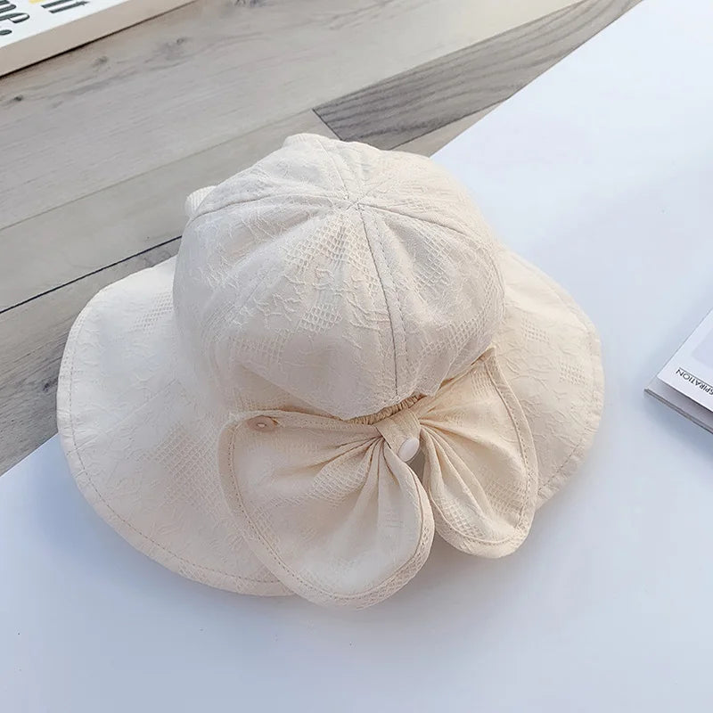 Chapeau de princesse pour bébé fille, grand nœud, casquette d'été pour bébé fille, chapeau de soleil à large bord pour voyage, accessoires pour enfants de 1 à 3 ans