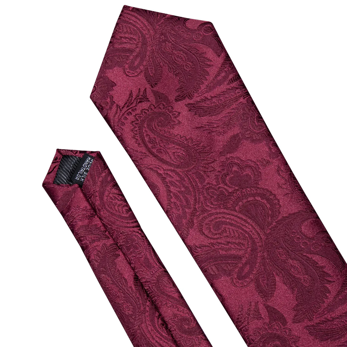 Barry.Wang Ensemble cravate et boutons de manchette en soie pour homme, motif jacquard, rouge, bordeaux, rose, pour mariage, affaires, fête