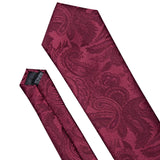 Barry.Wang Ensemble cravate et boutons de manchette en soie pour homme, motif jacquard, rouge, bordeaux, rose, pour mariage, affaires, fête