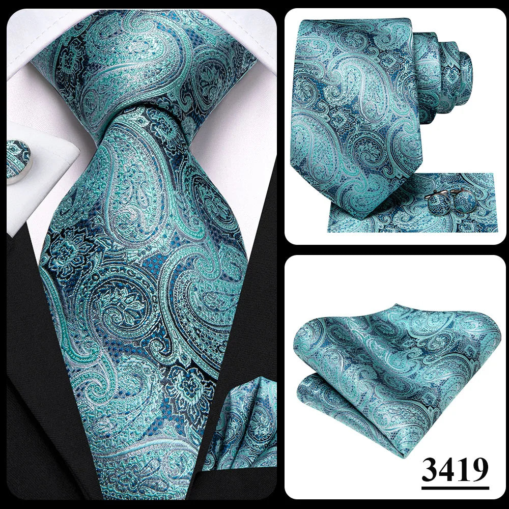 Hi-Tie Cravate de mariage en soie pour homme, motif cachemire, couleur unie, rose, corail, design tendance, qualité, mouchoir, bouton de manchette, fête d'affaires
