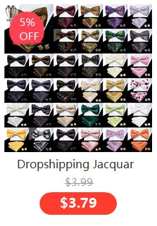 Hi-Tie Black White Silver Grey Brown Silk Mens Bow Tie Hankerchief Cufflinks Set Pre-tied Butterfly Knot Adjustable Bowtie Male