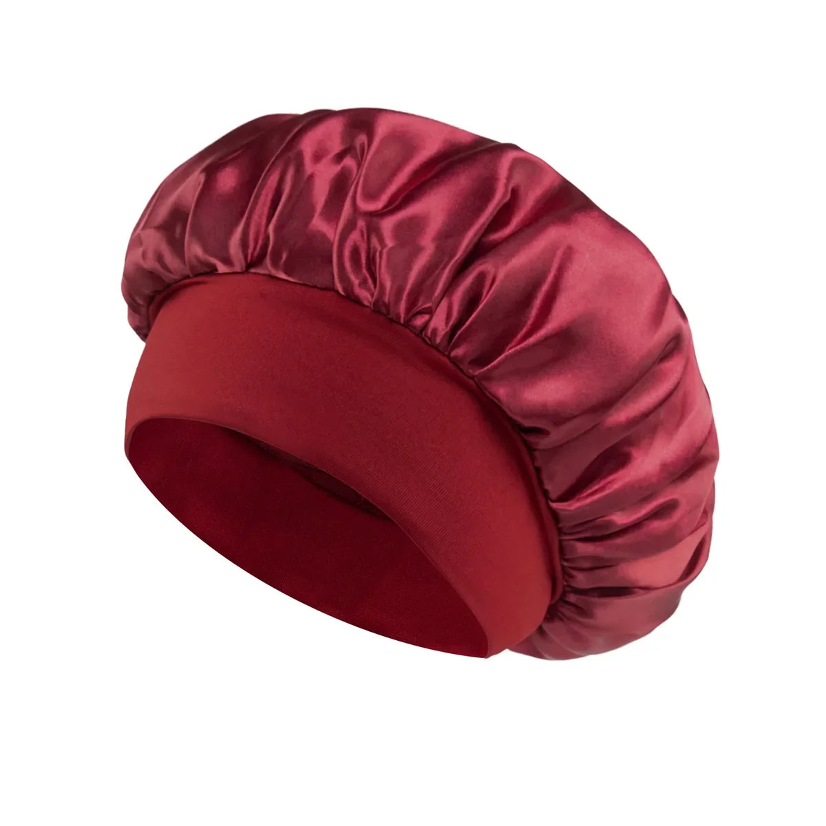1pcs Unisex Satin Solid Wide-brimmed Sleeping Hat Elastic Band Cap Hair Care Bonnet Night Hat