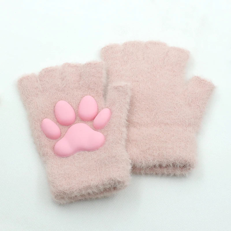 Gants en silicone tendance en forme de griffes de chat, mitaines en peluche 3D, mitaines tricotées pour chaton, accessoires de cosplay Lolita