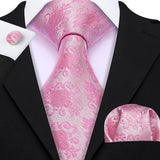 Ensemble élégant de cravates et boutons de manchette en soie à fleurs multiples pour homme, cravate jacquard à fleurs pour mariage, entreprise, fête, événement, Barry.Wang