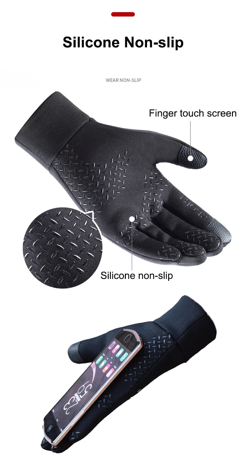 Gants d'extérieur coupe-vent et imperméables pour écran tactile, pouce et index, gants chauds pour la course à pied et le cyclisme