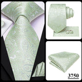Hi-Tie Solid Orange Blue Mens Fashion Necktie Handkerchief Cufflinks for Tuxedo Accessory Classic Silk Luxury Tie for Man Gift
