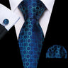 Barry.Wang Ensemble cravate et mouchoir en soie à carreaux pour homme, motif jacquard, idéal pour un mariage, un marié ou une équipe