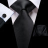Hi-Tie Black Floral Silk Wedding Tie For Men Handky Cufflink Gift Necktie For Men Fashion Design Business Party Dropshiping