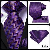 Hi-Tie – Cravate de mariage en soie violette unie à motif cachemire pour homme, ensemble de qualité avec boutons de manchette et mouchoir, cadeau tendance, livraison directe