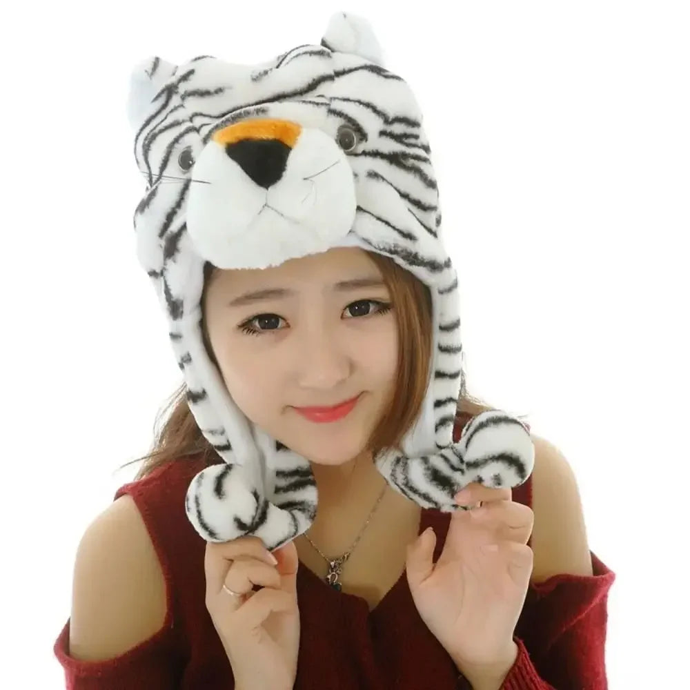 Winter Warmer Plush Soft Moving Ears Hat Animal Hat Headgear Ears Airbag Cap Ear Protection Earmuff Funny Toys Neck Warmer