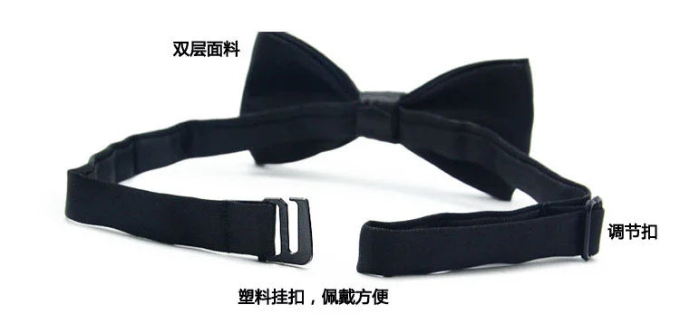 Fashion Kids Solid Color Bow Ties Imitation Silk Student Bowties Soft Black Red Butterfly Bowknot Wedding Party Cute Pet Cravat