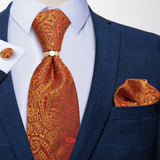 DiBanGu Designer Mens Necktie Striped Floral Paisley Silk Tie Pocket Square Cufflinks Neck Tie Ring Set Suit Wedding Business