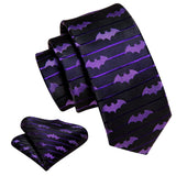 Barry.Wang Nouveauté Soie Hommes Cravate Mouchoir Boutons de Manchette Ensemble Jacquard Animal Dinosaure Chauve-Souris Gravat Cravate Pour Homme Mariage Affaires