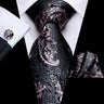 Hi-Tie Cravate de mariage en soie pour homme, motif cachemire, couleur unie, rose, corail, design tendance, qualité, mouchoir, bouton de manchette, fête d'affaires