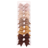 10Pcs/Set New Solid Ribbon Bowknot Hair Clips For Baby Girls Handmade Cute Bows Hairpin Barrettes Headwear Kids Hair Accessories