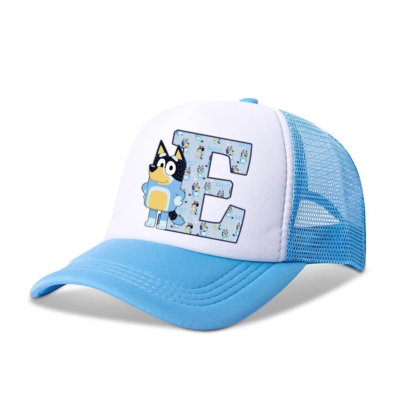 Casquette de baseball Blueyi Bingo pour enfants, motif dessin animé AZ, imprimé lettres, chapeau de soleil, casquettes d'été décontractées, casquettes Kawaii à visière réglable, cadeau pour enfants