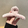 Winter Faux Fur Hair Claw for Women Elegant Acrylic Crab Barrette Hairpin Girl-Hair Accessories Furry Headwear Hair Claw Clip