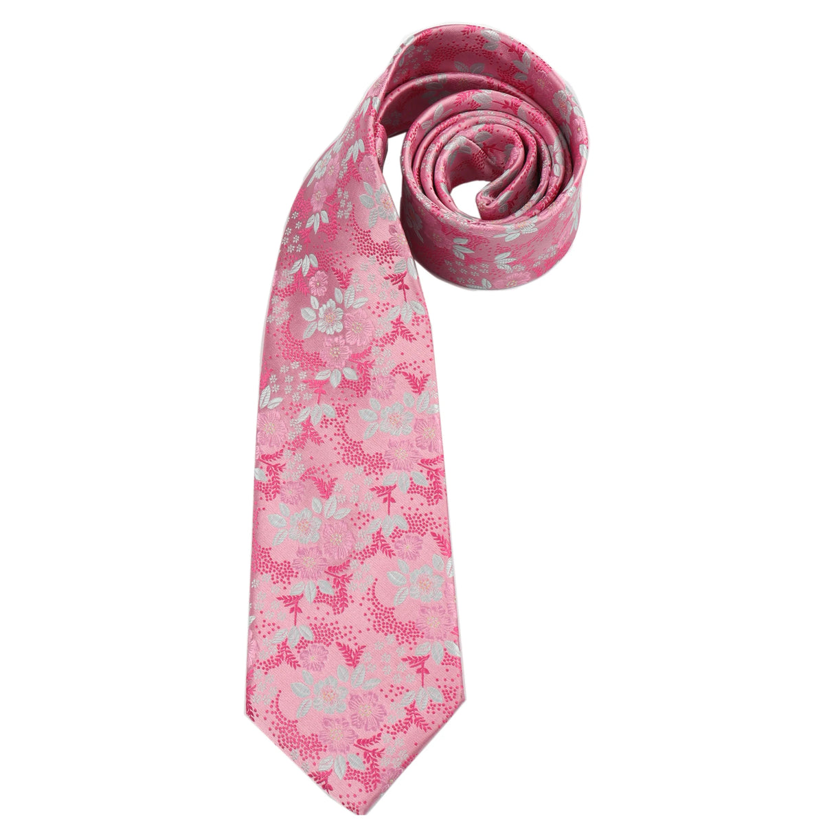 Ensemble de cravates en soie rose floral pour hommes, ensemble de cravates de fête de mariage, mouchoir, broche, boutons de manchette, accessoires pour hommes de haute qualité Gravata