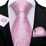 Hi-Tie 100% soie classique pour homme, cravate de mariage corail rose rouge pêche, pochette carrée, boutons de manchette, ensemble de cravates roses pour hommes, cravates cachemire unies