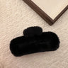 Winter Plush Square Hair Claw for Women Korean Elegant Acrylic Hairpins Faux Fur Hair Clip Pink Barrette Crab Hair Accessories