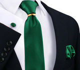 Ensemble de cravates en soie de luxe pour hommes, cravate, mouchoir, boutons de manchette avec anneau en métal doré, broche, costume, fête de mariage, accessoires pour hommes