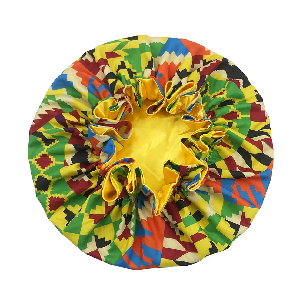 Bonnet de nuit double épaisseur en satin soyeux pour femme, grand bonnet réversible doublé de satin, couvre-chef pour la nuit, accessoires pour cheveux