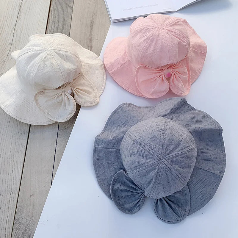 Chapeau de princesse pour bébé fille, grand nœud, casquette d'été pour bébé fille, chapeau de soleil à large bord pour voyage, accessoires pour enfants de 1 à 3 ans