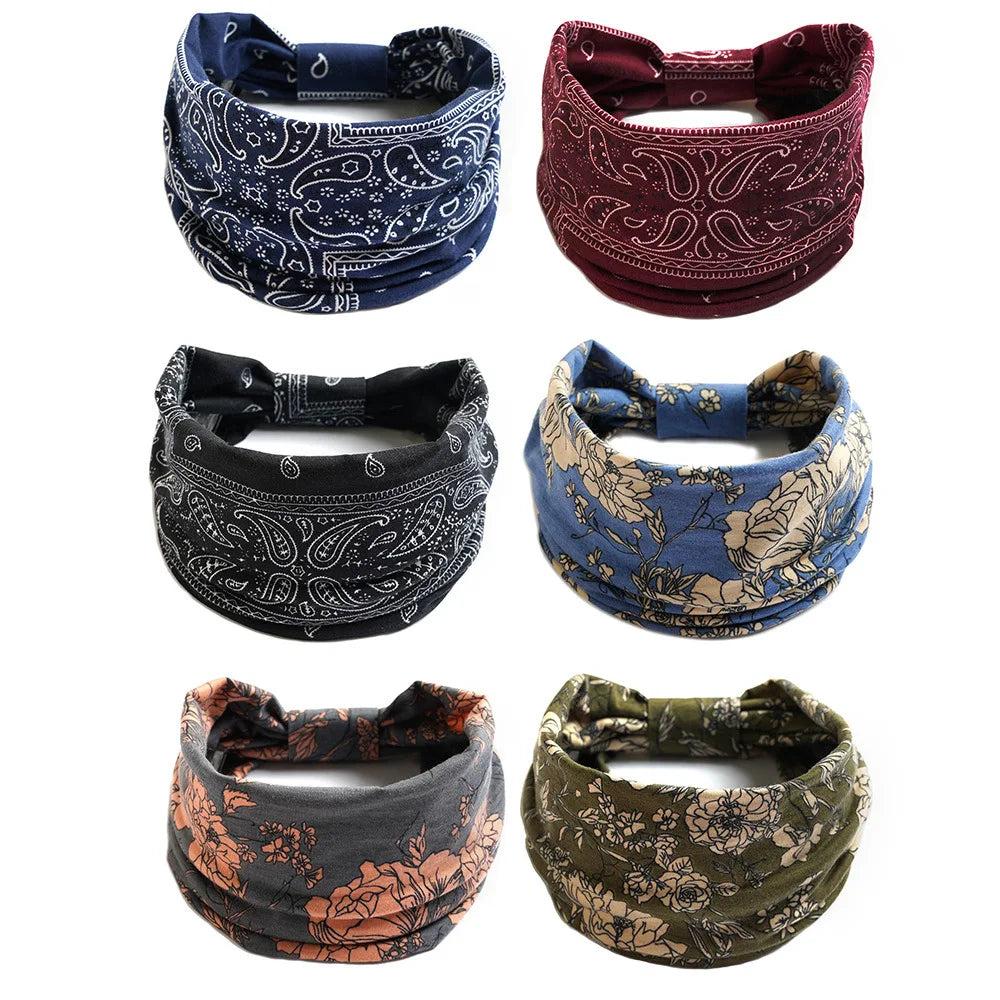 Boho Headbands For Women Fashion Stretch Wide Hair Bands Knoted Turban Yoga Sweatband Elastic Head Bands Stylish Wrap Headbands