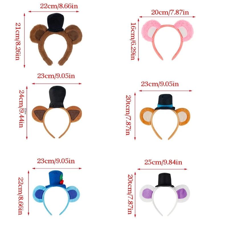 Lovely Plush Bear Ear Headband for Women Girl Birthday Party Gathering Headpiece School Event Accessory Stage Hairhoop