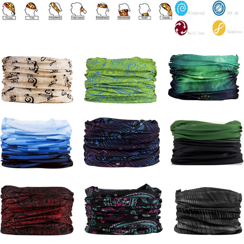 2051 Turban magique multifonction sans couture pour homme et femme, cache-cou, bandana, cyclisme, extérieur, coupe-vent, masque facial