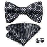 Dropshipping Jacquard Silk Mens Self Bow Tie Hanky Cufflinks Set Male Butterfly Knot Bowtie Wholesale for Male Wedding Business