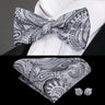 Hi-Tie Marque Soie Pré-noué Homme Nœud Papillon Mouchoir Boutons de Manchette Ensemble Nœud Papillon pour Homme Jacquard Solide Cachemire Floral Mariage Cadeau d'Affaires