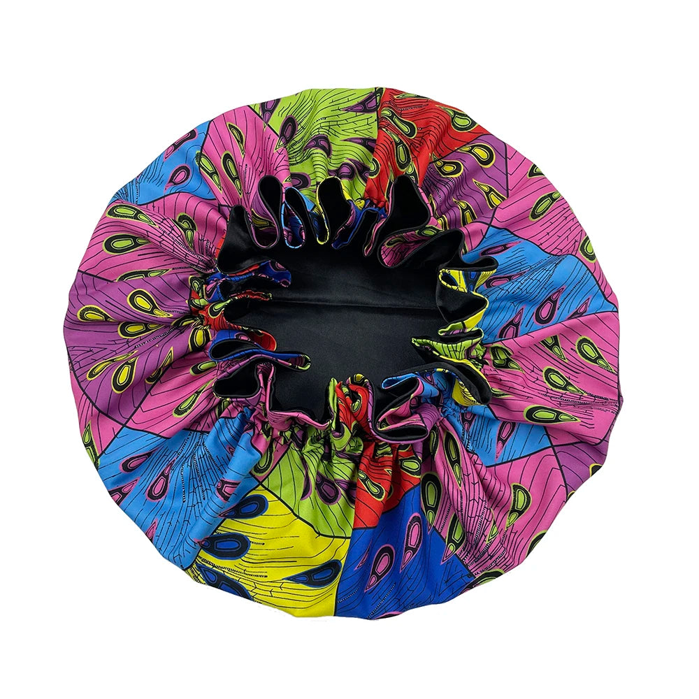 Bonnet de nuit double épaisseur en satin soyeux pour femme, grand bonnet réversible doublé de satin, couvre-chef pour la nuit, accessoires pour cheveux