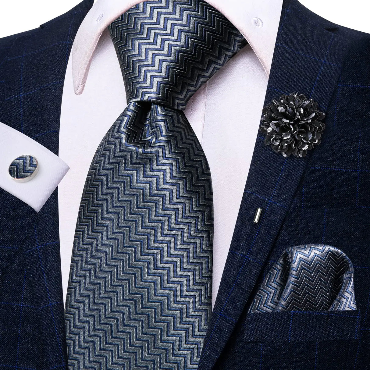 Cravate rose cachemire avec broche en soie, élégante cravate de mariage pour homme, bouton de manchette pratique, mode affaires fête, créateur de cravate haute