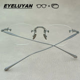 EYELUYAN Prescription Glasses 1.61 MR-8 Anti Radiation Aspheric Lens Myopia Optical Rimless Eyeglasses Pure Titanium Frame