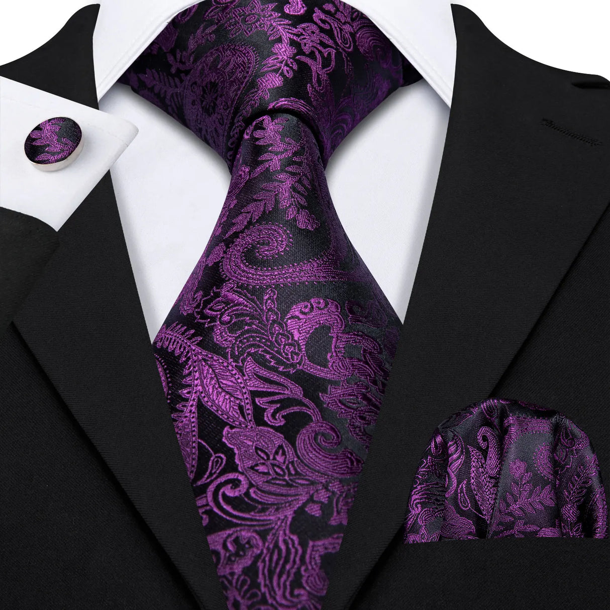 Ensemble élégant de cravates et boutons de manchette en soie à fleurs multiples pour homme, cravate jacquard à fleurs pour mariage, entreprise, fête, événement, Barry.Wang