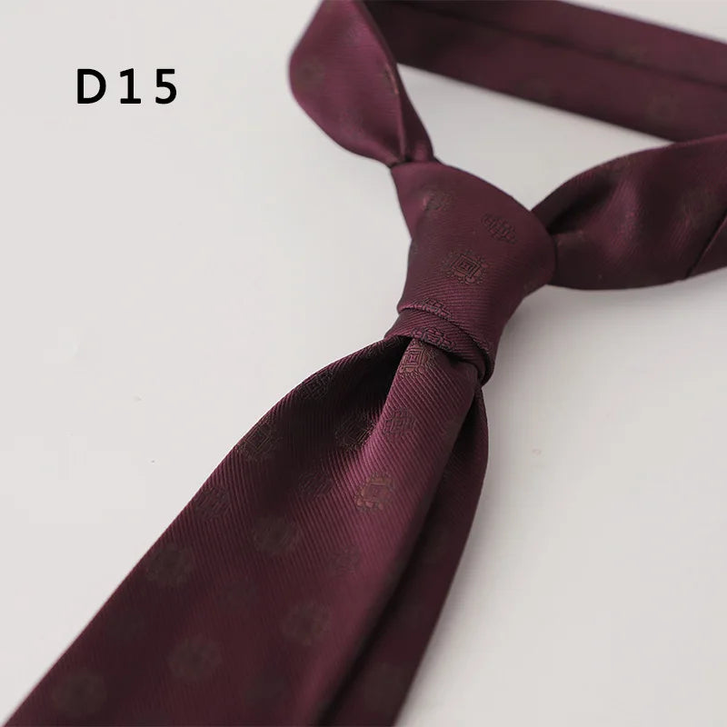 Cravate en polyester jacquard 8 cm, style décontracté, rouge et marron, pour homme, accessoire de costume, de fête, de mariage ou de banquet