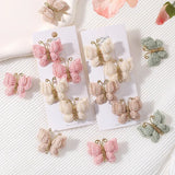 4Pcs/set Butterfly Hair Clip Set for Girls Double Layered Bow Cute Bangs Hair Pin Cotton Safe Kids Baby Hair Accessories Set