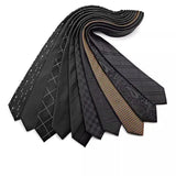 Cravate de luxe fine et étroite pour homme, 6 cm, noire, unie, à pois, rayée, en jacquard, idéale pour les soirées d'affaires